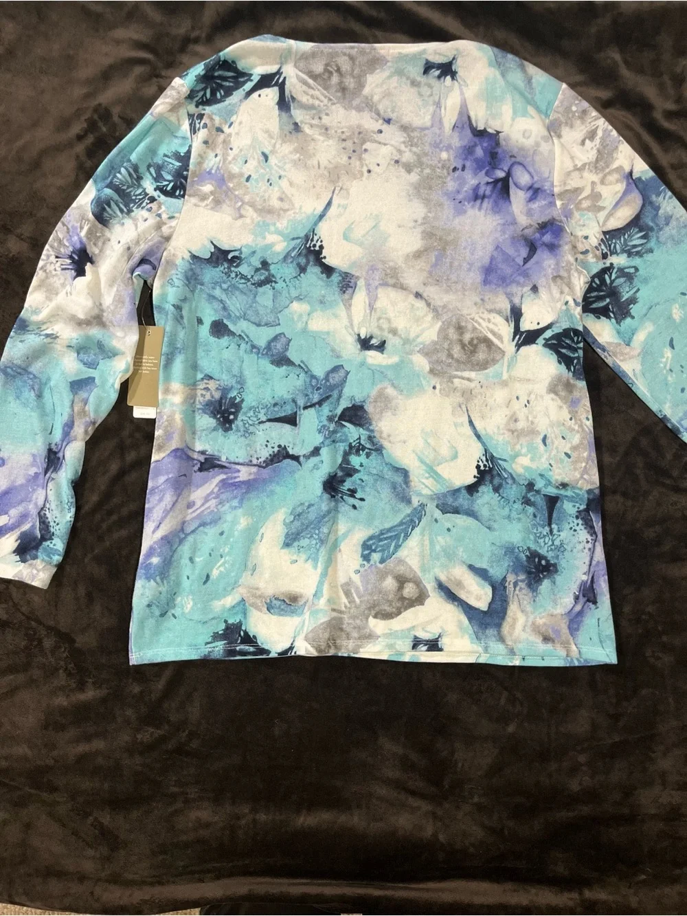 NWT Chicos Women’s CoziSoft Size 2 Large V-Neck Floral Abstract Blue Purple Top - Picture 14 of 14